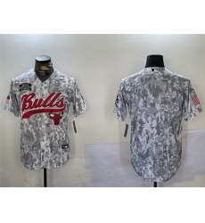 Men Chicago Bulls Blank 2024 Arctic Camo Salute To Service Stitched Baseball Jersey