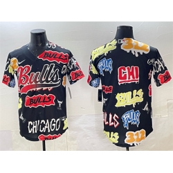 Men Chicago Bulls Blank Black Limited Stitched Baseball Jersey