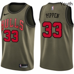 Youth Nike Chicago Bulls 33 Scottie Pippen Swingman Green Salute to Service NBA Jersey