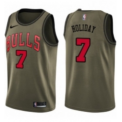 Youth Nike Chicago Bulls 7 Justin Holiday Swingman Green Salute to Service NBA Jersey 