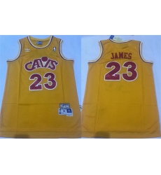 Men Cleveland Cavaliers 23 LeBron James Yellow Throwback Stitched Jersey