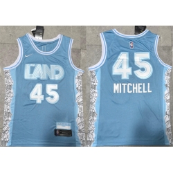 Men Cleveland Cavaliers 45 Donovan Mitchell Light Blue 2024 City Edition Stitched Jersey