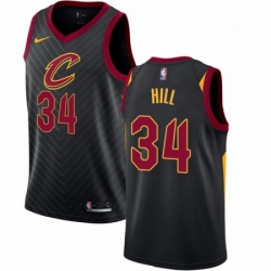 Mens Nike Cleveland Cavaliers 34 Tyrone Hill Authentic Black Alternate NBA Jersey Statement Edition