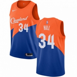 Mens Nike Cleveland Cavaliers 34 Tyrone Hill Swingman Blue NBA Jersey City Edition