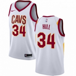 Mens Nike Cleveland Cavaliers 34 Tyrone Hill Swingman White Home NBA Jersey Association Edition