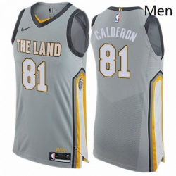 Mens Nike Cleveland Cavaliers 81 Jose Calderon Authentic Gray NBA Jersey City Edition 