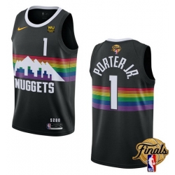 Men Denver Nuggets 1 Michael Porter Jr  Black 2023 Finals City Edition Stitched Basketball Jersey