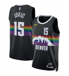 Men Denver Nuggets 15 Nikola Joki u0107 Black 2025 26 City Edition Stitched Basketball Jersey