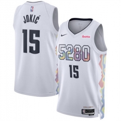 Men Denver Nuggets 15 Nikola Joki u0107 White 2024 25 City Edition Stitched Basketball Jersey