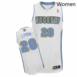 Womens Adidas Denver Nuggets 20 Tyler Lydon Authentic White Home NBA Jersey 