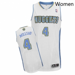 Womens Adidas Denver Nuggets 4 Paul Millsap Authentic White Home NBA Jersey 