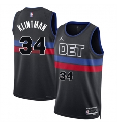 Men Detroit Pistons 34 Bobi Klintman Black 2024 Statement Edition Stitched Basketball Jersey