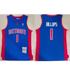 Men Detroit Pistons Chauncey Billups #1 Blue Hardwood Classic Mitchell Ness Jersey