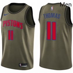 Mens Nike Detroit Pistons 11 Isiah Thomas Swingman Green Salute to Service NBA Jersey