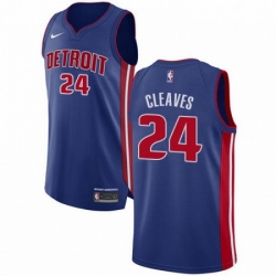 Mens Nike Detroit Pistons 24 Mateen Cleaves Authentic Royal Blue Road NBA Jersey Icon Edition