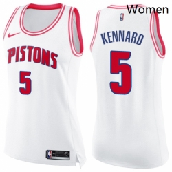 Womens Nike Detroit Pistons 5 Luke Kennard Swingman WhitePink Fashion NBA Jersey 