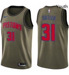 Youth Nike Detroit Pistons 31 Caron Butler Swingman Green Salute to Service NBA Jersey