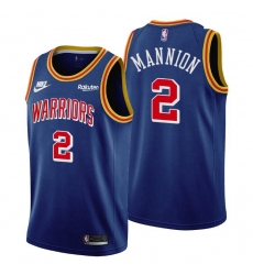 Men Golden State Warriors 2 Nico Mannion Men Nike Releases Classic Edition NBA 75th Anniversary Jersey Blue