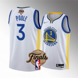 Men Golden State Warriors 3 Jordan Poole 2022 White NBA Finals Stitched Jersey