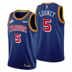 Men Golden State Warriors 5 Kevon Looney Men Nike Releases Classic Edition NBA 75th Anniversary Jersey Blue