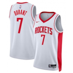 Men Houston Rockets Kevin Durant 7 White Statement Edition Stitched Jersey