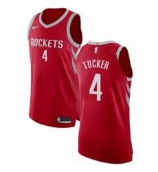 Mens Nike Houston Rockets 4 PJ Tucker Authentic Red Road NBA Jersey Icon Edition 