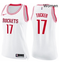 Womens Nike Houston Rockets 17 PJ Tucker White Pink NBA Swingman Fashion Jersey Womens Nike Houston Rockets 17 PJ Tucker White Pink NBA Swingman Fashion Jersey