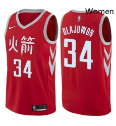 Womens Nike Houston Rockets 34 Hakeem Olajuwon Swingman Red NBA Jersey City Edition Womens Nike Houston Rockets 34 Hakeem Olajuwon Swingman Red NBA Jersey City Edition