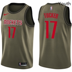 Youth Nike Houston Rockets 17 PJ Tucker Swingman Green Salute to Service NBA Jersey 