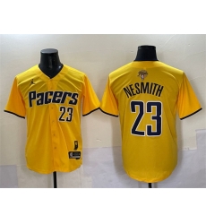 Men Indiana Pacers 23 Aaron Nesmith Yellow 2025 Finals Vapor Stitched Baseball Jersey