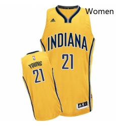 Womens Adidas Indiana Pacers 21 Thaddeus Young Swingman Gold Alternate NBA Jersey