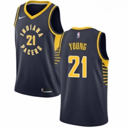 Womens Nike Indiana Pacers 21 Thaddeus Young Authentic Navy Blue Road NBA Jersey Icon Edition