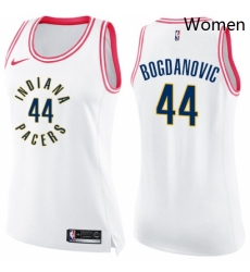 Womens Nike Indiana Pacers 44 Bojan Bogdanovic Swingman WhitePink Fashion NBA Jersey 