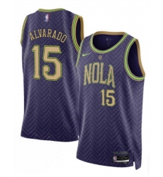 Men New Orleans Pelicans 15 Jose Alvarado Purple 2024 25 City Ediiton Stitched Basketball Jersey