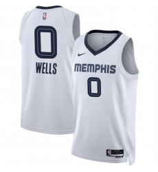 Men Memphis Grizzlies 0 Jaylen Wells White 2024 Draft Association Edition Stitched Jersey