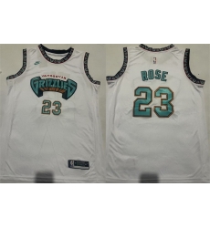 Men Memphis Grizzlies 23 Derrick Rose White Stitched Basketball Jersey