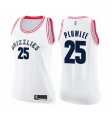 Womens Memphis Grizzlies 25 Miles Plumlee Swingman White Pink Fashion Basketball Jersey Womens Memphis Grizzlies 25 Miles Plumlee Swingman White Pink Fashion Basketball Jersey
