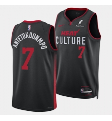 Men Miami Heat  7 Giannis Antetokounmpo Black 2026 Culture Swingman Stitched Basketball Jersey