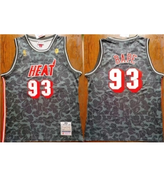 Men Miami Heat 93 Bape Black Throwback Basketball Jersey