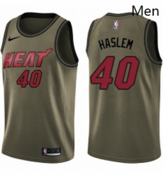Mens Nike Miami Heat 40 Udonis Haslem Swingman Green Salute to Service NBA Jersey