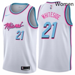 Womens Nike Miami Heat 21 Hassan Whiteside Swingman White NBA Jersey City Edition