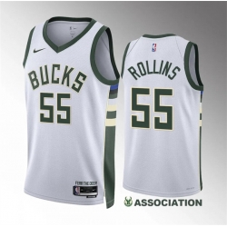 Men Milwaukee Bucks 55 Ryan Rollins White Association Edition Stitched Basketball Jersey