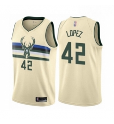 Mens Milwaukee Bucks 42 Robin Lopez Authentic Cream Basketball Jersey City Edition Mens Milwaukee Bucks 42 Robin Lopez Authentic Cream Basketball Jersey City Edition