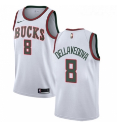 Mens Nike Milwaukee Bucks 8 Matthew Dellavedova Swingman White Fashion Hardwood Classics NBA Jersey 