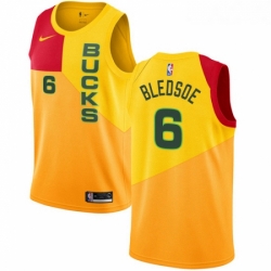 Womens Nike Milwaukee Bucks 6 Eric Bledsoe Swingman Yellow NBA Jersey City Edition 