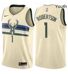 Youth Nike Milwaukee Bucks 1 Oscar Robertson Swingman Cream NBA Jersey City Edition Youth Nike Milwaukee Bucks 1 Oscar Robertson Swingman Cream NBA Jersey City Edition