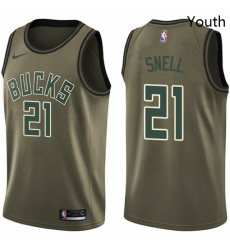 Youth Nike Milwaukee Bucks 21 Tony Snell Swingman Green Salute to Service NBA Jersey Youth Nike Milwaukee Bucks 21 Tony Snell Swingman Green Salute to Service NBA Jersey