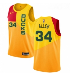 Youth Nike Milwaukee Bucks 34 Ray Allen Swingman Yellow NBA Jersey City Edition Youth Nike Milwaukee Bucks 34 Ray Allen Swingman Yellow NBA Jersey City Edition