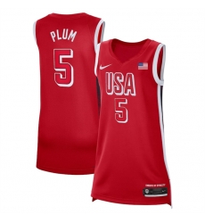 Men USA Basketball 5 Kelsey Plum Red 2024 Swingman Stitched Jersey 625 Men USA Basketball 5 Kelsey Plum Red 2024 Swingman Stitched Jersey 625