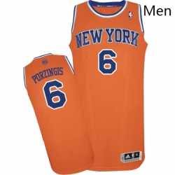 Mens Adidas New York Knicks 6 Kristaps Porzingis Authentic Orange Alternate NBA Jersey 